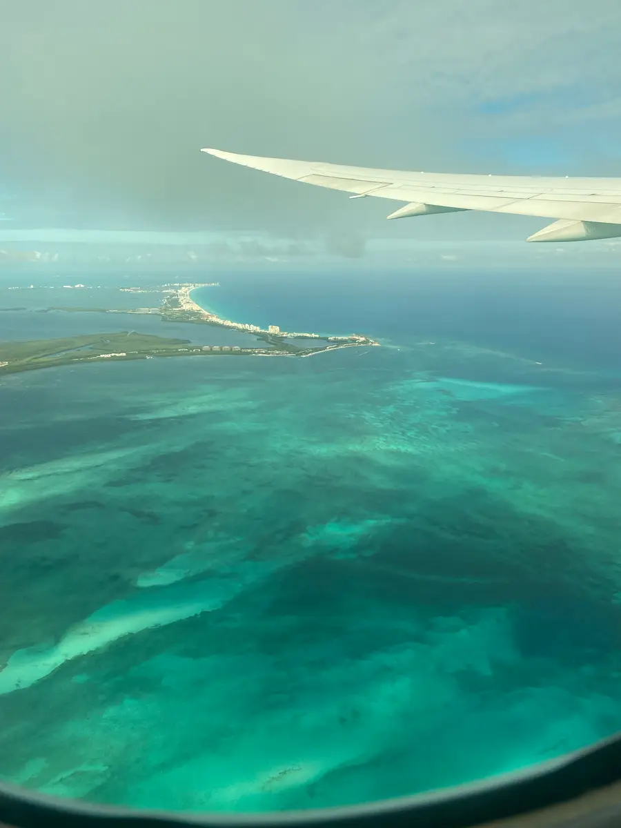 View of crystal clear waters of Cancun, Mexico. 