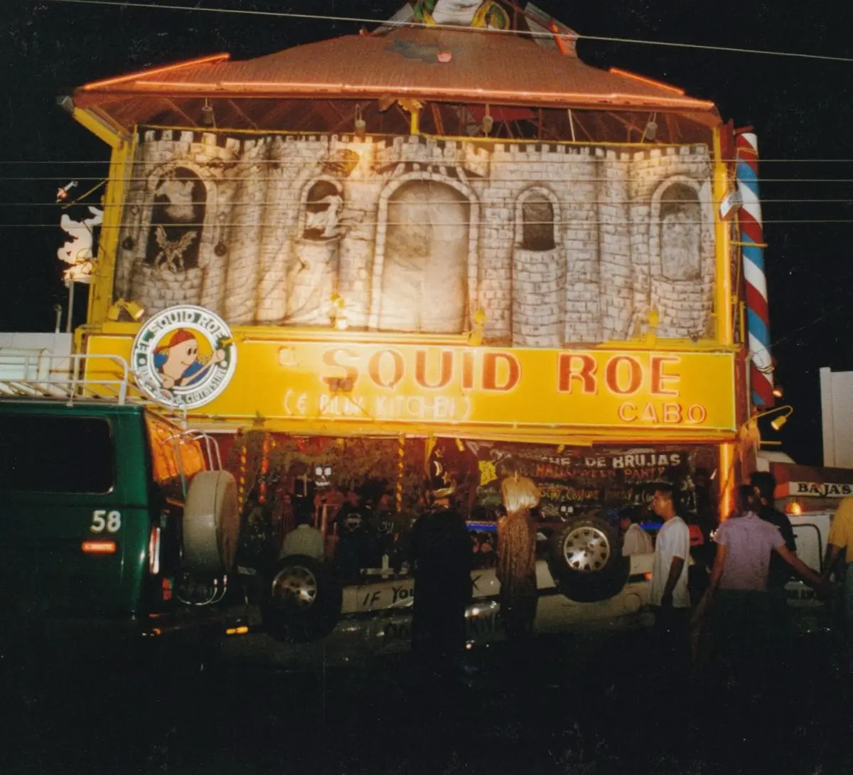 El Squid Roe in Cabo, Mexico a couple of years ago, decorated for Halloween as a castle. 