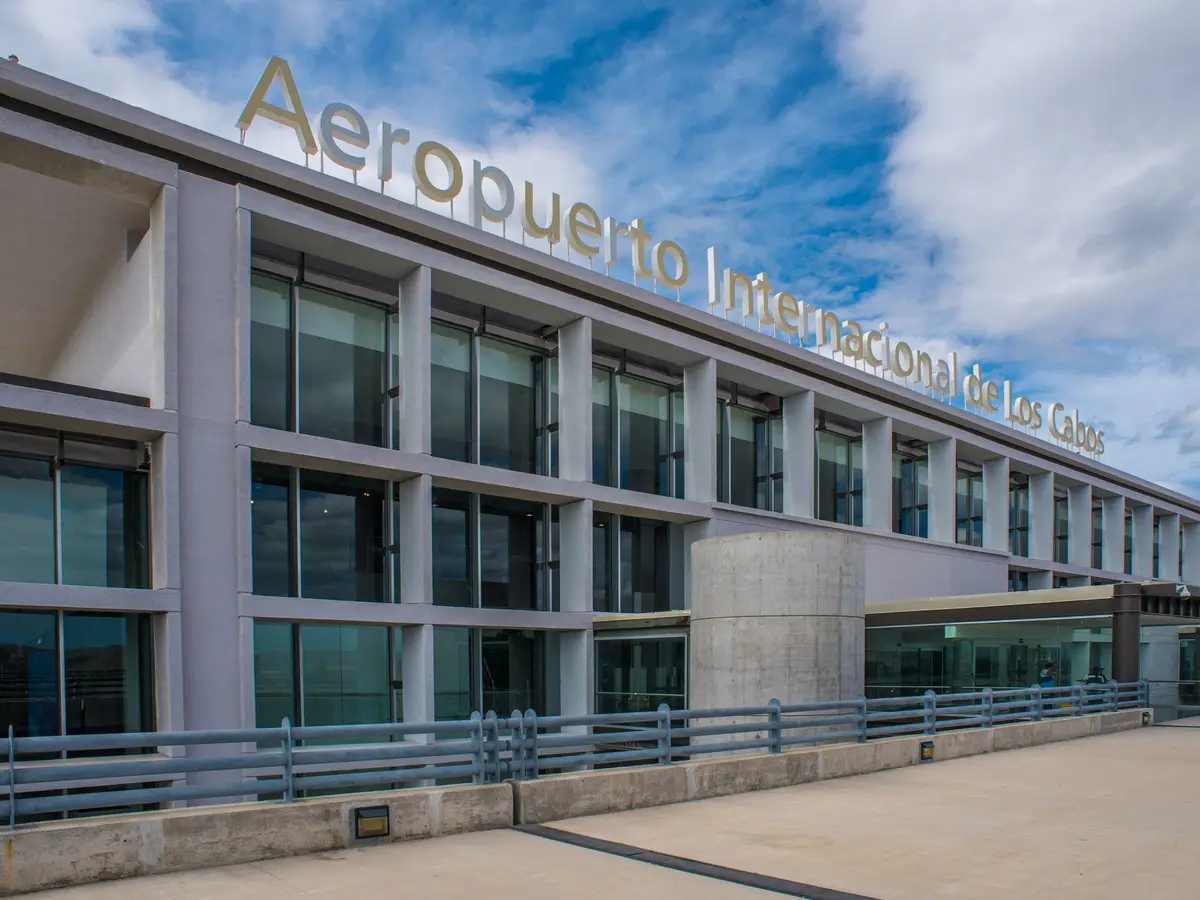 Exterior of the Cabo airport. 