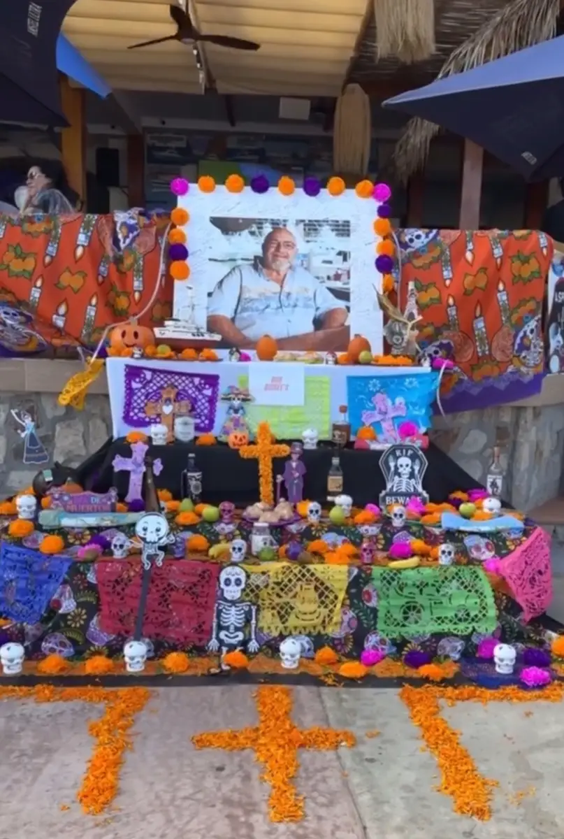 Altar at Baja Cantina in Cabo, Mexico dedicated to Bob Bisbee.