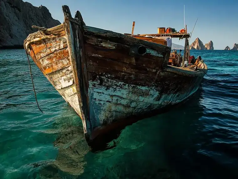 Un majestuoso barco pirata se oculta en una ensenada secreta, esperando su próxima aventura en los m