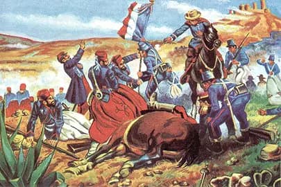 Illustration of the Battle between France and Mexico.