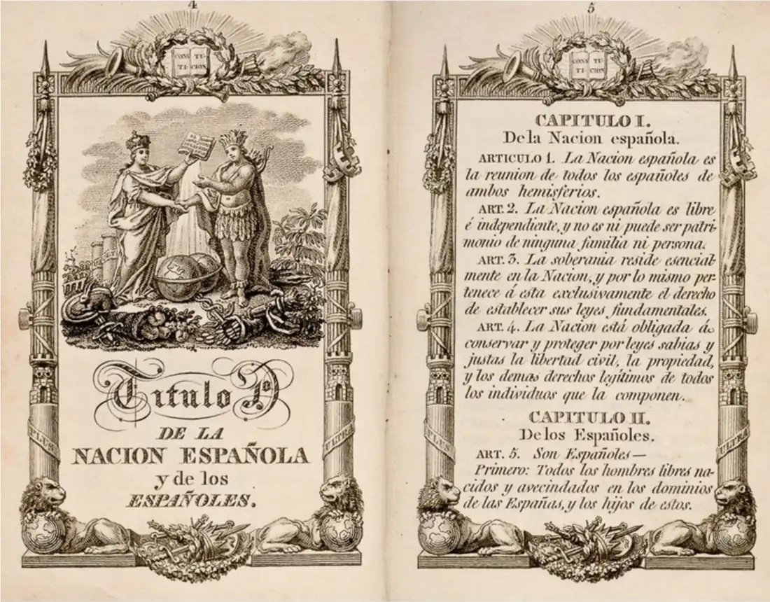 Snas of the Constitution of Cadiz, with adorned borders.
