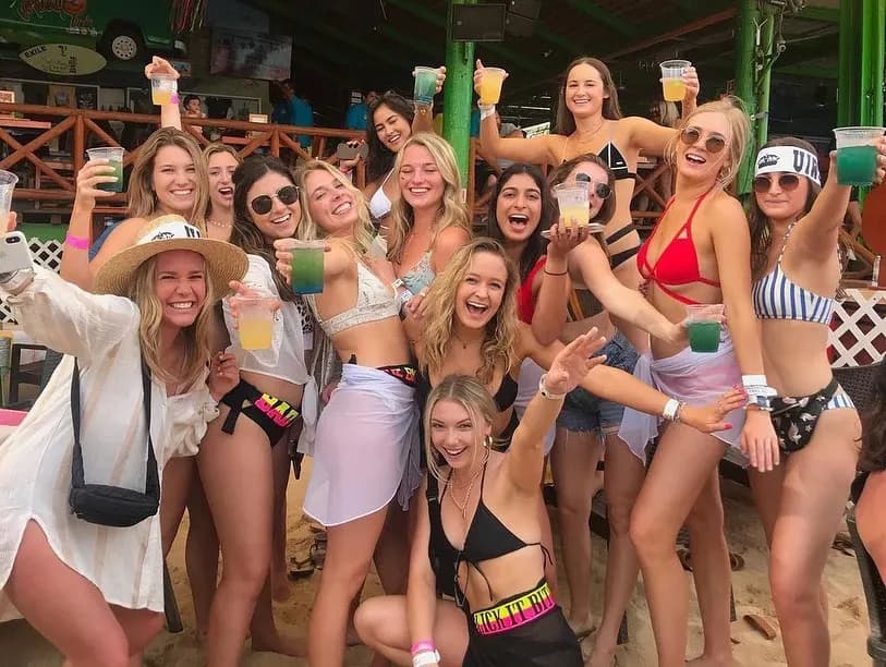 Group of women at Mango Deck in Cabo San Lucas, Mexico.